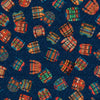 Image of Christmas Party Animals Sweater Toss Navy quilting cotton fabric by Morris Creative Group for QT Fabrics. Features sweaters on a blue background. Cute Little Fabric Shop.