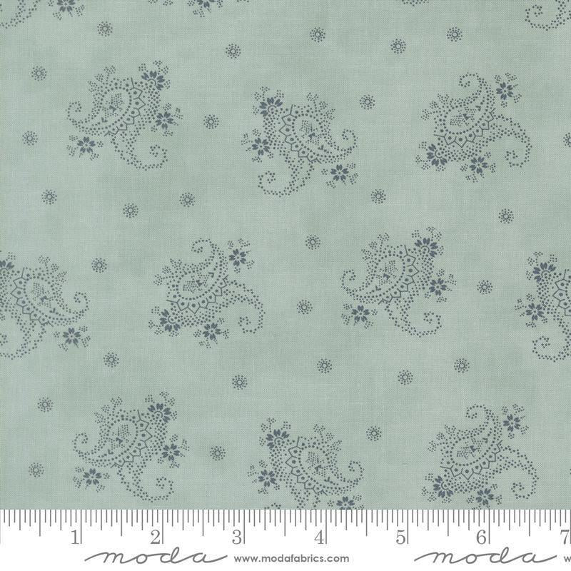 Image of Breathtaking Blues Paisley Sky quilting cotton fabric by 3 Sisters for Moda Fabrics. Features paisley on a blue background. Cute Little Fabric Shop.
