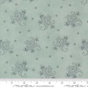 Image of Breathtaking Blues Paisley Sky quilting cotton fabric by 3 Sisters for Moda Fabrics. Features paisley on a blue background. Cute Little Fabric Shop.
