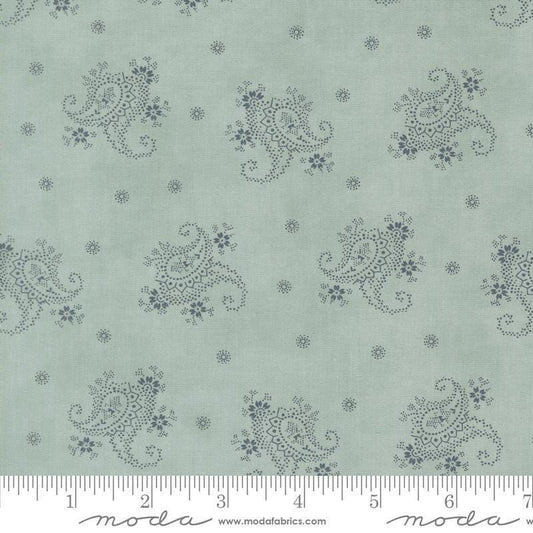 Image of Breathtaking Blues Paisley Sky quilting cotton fabric by 3 Sisters for Moda Fabrics. Features paisley on a blue background. Cute Little Fabric Shop.