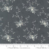 Image of Breathtaking Blues Rose Garden Dusk quilting cotton fabric by 3 Sisters for Moda Fabrics. Features flowers on a dark gray background. Cute Little Fabric Shop.