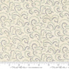 Image of Breathtaking Blues Vine Porcelain quilting cotton fabric by 3 Sisters for Moda Fabrics. Features leaves on a cream background. Cute Little Fabric Shop.
