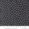 Image of Breathtaking Blues Tiny Leaf Midnight quilting cotton fabric by 3 Sisters for Moda Fabrics. Features leaves on a black background. Cute Little Fabric Shop.