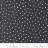 Image of Breathtaking Blues Tiny Leaf Midnight quilting cotton fabric by 3 Sisters for Moda Fabrics. Features leaves on a black background. Cute Little Fabric Shop.
