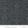 Image of Breathtaking Blues Damask Midnight quilting cotton fabric by 3 Sisters for Moda Fabrics. Features flowers on a black background. Cute Little Fabric Shop.