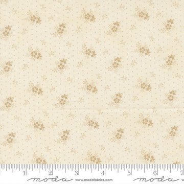 Image of Breathtaking Blues Little Flower Porcelain Ecru quilting cotton fabric by 3 Sisters for Moda Fabrics. Features flowers on a cream background. Cute Little Fabric Shop.
