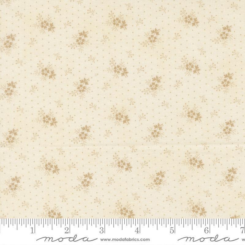 Image of Breathtaking Blues Little Flower Porcelain Ecru quilting cotton fabric by 3 Sisters for Moda Fabrics. Features flowers on a cream background. Cute Little Fabric Shop.