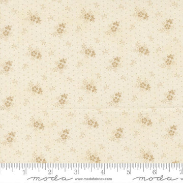 Image of Breathtaking Blues Little Flower Porcelain Ecru quilting cotton fabric by 3 Sisters for Moda Fabrics. Features flowers on a cream background. Cute Little Fabric Shop.