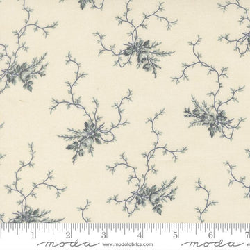 Image of Breathtaking Blues Rose Garden Porcelain quilting cotton fabric by 3 Sisters for Moda Fabrics. Features flowers on a cream background. Cute Little Fabric Shop.