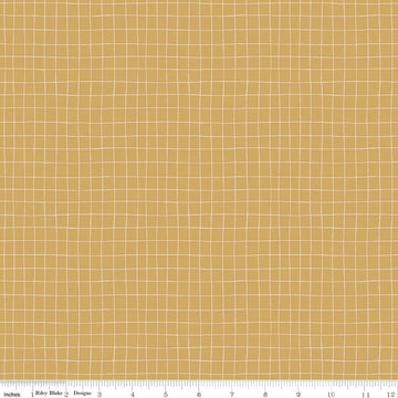 Wild & Free Grid C12936 Gold - Riley Blake Designs - Irregular Grid - Quilting Cotton Fabric