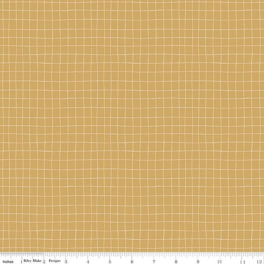 Wild & Free Grid C12936 Gold - Riley Blake Designs - Irregular Grid - Quilting Cotton Fabric