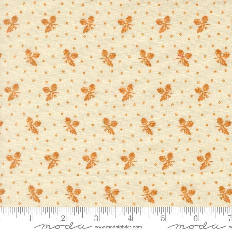 Image of Butternut and Sage Acorn Medley Cream Butterscotch quilting cotton fabric by Fig Tree Co for Moda Fabrics. Features acorns and dots on a cream background. Cute Little Fabric Shop.