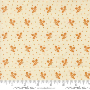 Image of Butternut and Sage Acorn Medley Cream Butterscotch quilting cotton fabric by Fig Tree Co for Moda Fabrics. Features acorns and dots on a cream background. Cute Little Fabric Shop.