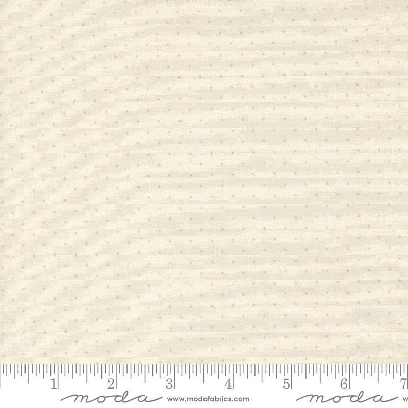 Image of Butternut and Sage Pindot Cream quilting cotton fabric by Fig Tree Co for Moda Fabrics. Features polka dots on a cream background. Cute Little Fabric Shop.
