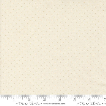 Image of Butternut and Sage Pindot Cream quilting cotton fabric by Fig Tree Co for Moda Fabrics. Features polka dots on a cream background. Cute Little Fabric Shop.