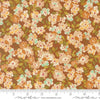 Image of Butternut and Sage Fields of Flowers Cinnamon quilting cotton fabric by Fig Tree Co for Moda Fabrics. Features flowers on a brown background. Cute Little Fabric Shop.