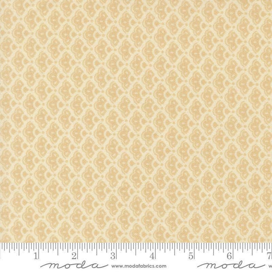 Image of Butternut and Sage Cobblestone Cream quilting cotton fabric by Fig Tree Co for Moda Fabrics. Features a geometric pattern on a cream background. Cute Little Fabric Shop.