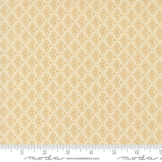 Image of Butternut and Sage Cobblestone Cream quilting cotton fabric by Fig Tree Co for Moda Fabrics. Features a geometric pattern on a cream background. Cute Little Fabric Shop.