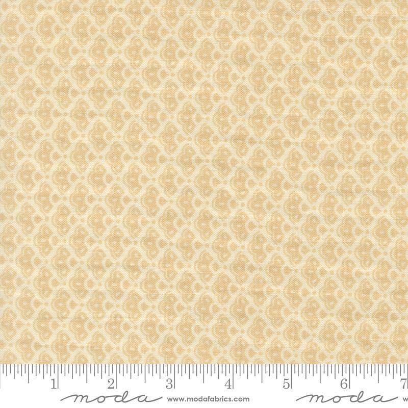 Image of Butternut and Sage Cobblestone Cream quilting cotton fabric by Fig Tree Co for Moda Fabrics. Features a geometric pattern on a cream background. Cute Little Fabric Shop.