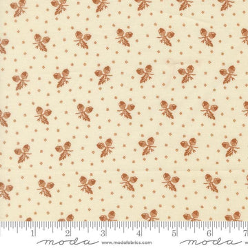 Image of Butternut and Sage Acorn Medley Cream Cinnamon quilting cotton fabric by Fig Tree Co for Moda Fabrics. Features acorns and dots on a cream background. Cute Little Fabric Shop.