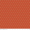 Image of Cozy Autumn Tiny Acorns Rusty quilting cotton fabric by Beverly McCullough for Riley Blake Designs. Features tiny acorns on an orange background. Cute Little Fabric Shop.