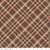 Image of Cozy Autumn Plaid Brown quilting cotton fabric by Beverly McCullough for Riley Blake Designs. Features plaid on a brown background. Cute Little Fabric Shop.
