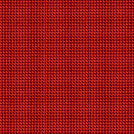 Image of Cozy Autumn Houndstooth Rusty quilting cotton fabric by Beverly McCullough for Riley Blake Designs. Features houndstooth on a red background. Cute Little Fabric Shop.