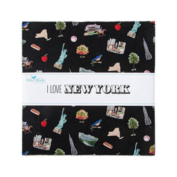 I Love New York 5" Stacker State Fabric - 5-16070-42 - 42-Piece Precut - Riley Blake Quilting Cotton Fabric
