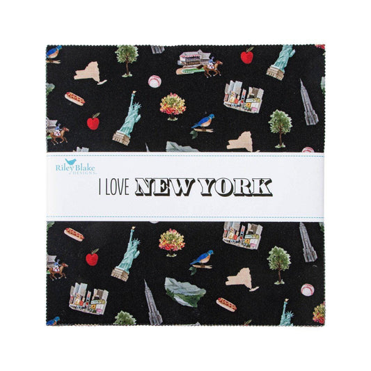 I Love New York 5" Stacker State Fabric - 5-16070-42 - 42-Piece Precut - Riley Blake Quilting Cotton Fabric