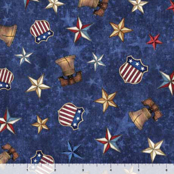 3-Yard Cut - American Spirit Liberty Bell and Stars Dark Blue Patriotic Fabric 108" WIDEBACK - 30130 - QT Fabrics Quilting Cotton Fabric