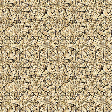 3-Yard-Cut - Creepsville Spiderweb Tan Cream Halloween Fabric 108" WIDEBACK - 30206 - QT Fabrics Quilting Cotton Fabric