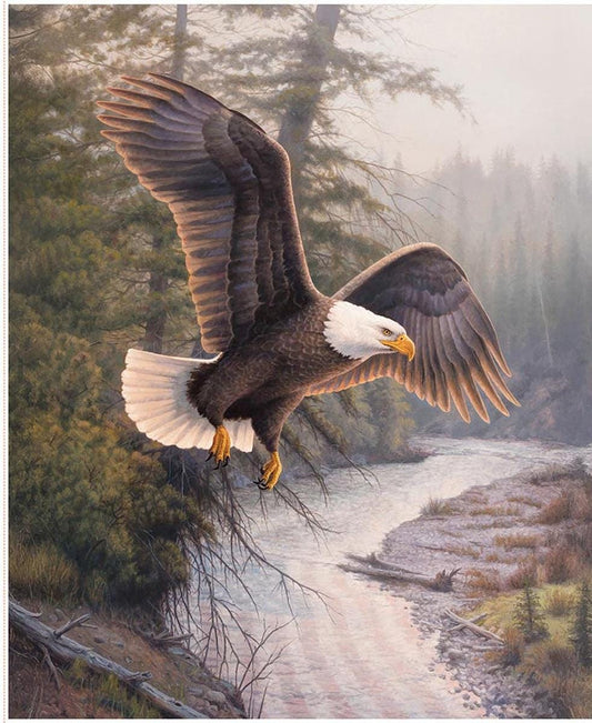 SALE Majestic in Nature II Eagle Patriot Panel DIGITALLY Printed Fabric - PD17960 - Riley Blake Quilting Cotton Fabric Licensed Product