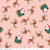 SALE Flannel The North Pole Reindeer Toss Blush Pink Christmas Fabric - F17750 - Riley Blake FLANNEL Cotton Fabric
