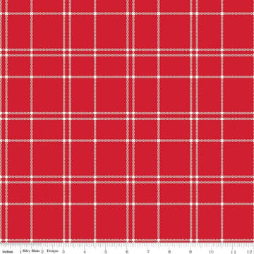 Flannel The North Pole Plaid Tomato Red Christmas Fabric - F17751 - Riley Blake FLANNEL Cotton Fabric