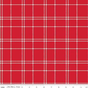 SALE Flannel The North Pole Plaid Tomato Red Christmas Fabric - F17751 - Riley Blake FLANNEL Cotton Fabric