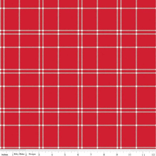 SALE Flannel The North Pole Plaid Tomato Red Christmas Fabric - F17751 - Riley Blake FLANNEL Cotton Fabric