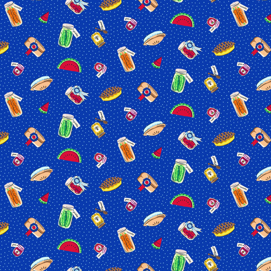 Wisconsin Best in Show Food Royal Blue DIGITALLY PRINTED Fabric - CD17774 - Riley Blake Quilting Cotton Fabric