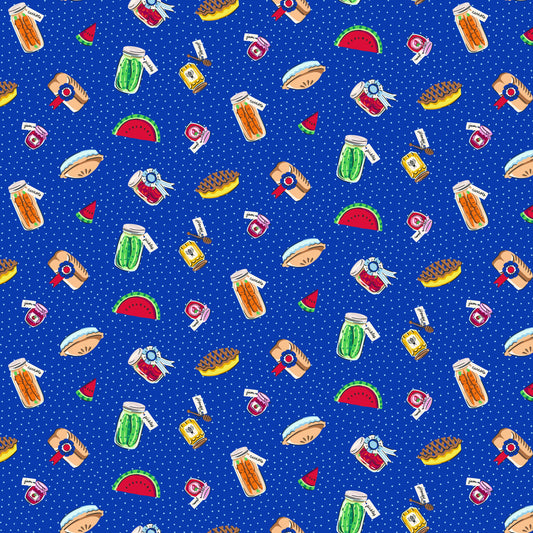 Wisconsin Best in Show Food Royal Blue DIGITALLY PRINTED Fabric - CD17774 - Riley Blake Quilting Cotton Fabric