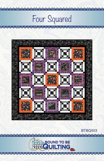 Four Squared Quilt PATTERN Confident Beginner Friendly Halloween Pattern - Riley Blake INSTRUCTIONS Only
