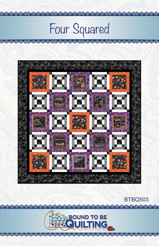 Four Squared Quilt PATTERN Confident Beginner Friendly Halloween Pattern - Riley Blake INSTRUCTIONS Only