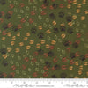 Image of Northwoods Lodge Animal Tracks Pine quilting cotton fabric by Deb Strain for Moda Fabrics. Features animal footprints on a green background. Cute Little Fabric Shop.