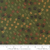 Image of Northwoods Lodge Animal Tracks Pine quilting cotton fabric by Deb Strain for Moda Fabrics. Features animal footprints on a green background. Cute Little Fabric Shop.