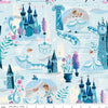 Image of Wishes The Ball Powder Sparkle quilting cotton fabric by Jill Howarth for Riley Blake Designs. Features Cinderella on a blue background. Cute Little Fabric Shop.