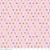 Image of Wishes Diamond Petal Pink Sparkle quilting cotton fabric by Jill Howarth for Riley Blake Designs. Features Cinderella icons on a pink background. Cute Little Fabric Shop.