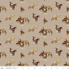 Image of The Homestead Horses Tan quilting cotton fabric by Tara Reed for Riley Blake Designs. Features horses on a brown background. Cute Little Fabric Shop.