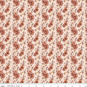 Image of Harvest on the Prairie Floral Latte Latte quilting cotton fabric by Modern Prairie for Riley Blake Designs. Features flowers on a cream background. Cute Little Fabric Shop.