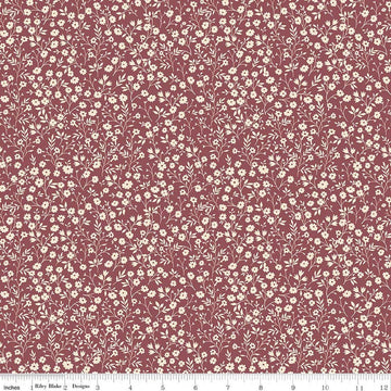 Image of Harvest on the Prairie Ditsy Wine quilting cotton fabric by Modern Prairie for Riley Blake Designs. Features flowers on a purple background. Cute Little Fabric Shop.