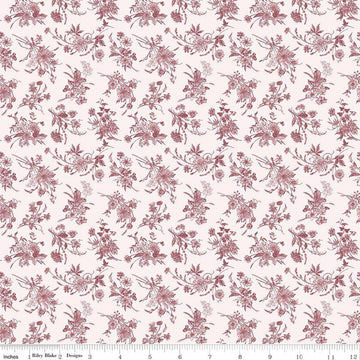 Image of Harvest on the Prairie Wildflowers Wine quilting cotton fabric by Modern Prairie for Riley Blake Designs. Features flowers on a white background. Cute Little Fabric Shop.