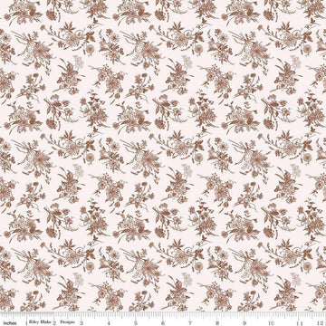 Image of Harvest on the Prairie Wildflower Raisin quilting cotton fabric by Modern Prairie for Riley Blake Designs. Features flowers on a white background. Cute Little Fabric Shop.
