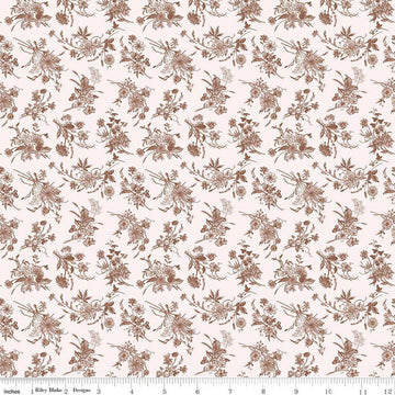 Image of Harvest on the Prairie Wildflower Raisin quilting cotton fabric by Modern Prairie for Riley Blake Designs. Features flowers on a white background. Cute Little Fabric Shop.